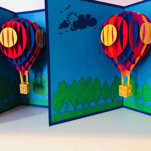 Stunning Hot Air Balloon in Blue Cover Origami Pop Cards 3D Pop Up Greeting Card Thank You Handmade Gift Thinking of You Blank Card for Happy Birthday Occasion Australiana Celebrate the Beauty and Happiness During Special Day Best Wishes Gift