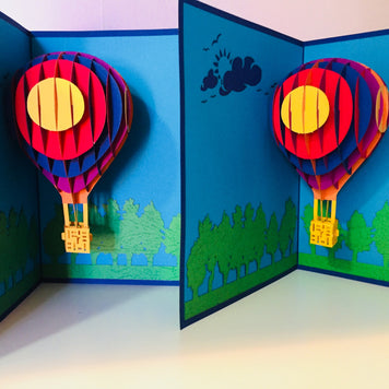Stunning Hot Air Balloon in Blue Cover Origami Pop Cards 3D Pop Up Greeting Card Thank You Handmade Gift Thinking of You Blank Card for Happy Birthday Occasion Australiana Celebrate the Beauty and Happiness During Special Day Best Wishes Gift