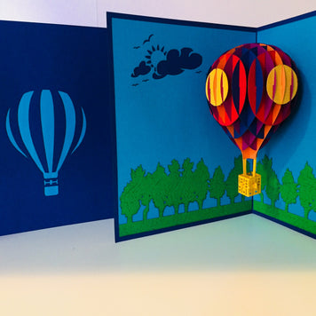 Stunning Hot Air Balloon in Blue Cover Origami Pop Cards 3D Pop Up Greeting Card Thank You Handmade Gift Thinking of You Blank Card for Happy Birthday Occasion Australiana Celebrate the Beauty and Happiness During Special Day Best Wishes Gift