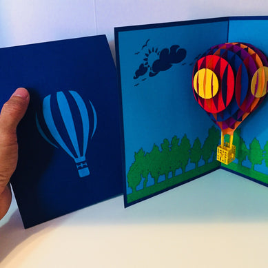 Stunning Hot Air Balloon in Blue Cover Origami Pop Cards 3D Pop Up Greeting Card Thank You Handmade Gift Thinking of You Blank Card for Happy Birthday Occasion Australiana Celebrate the Beauty and Happiness During Special Day Best Wishes Gift