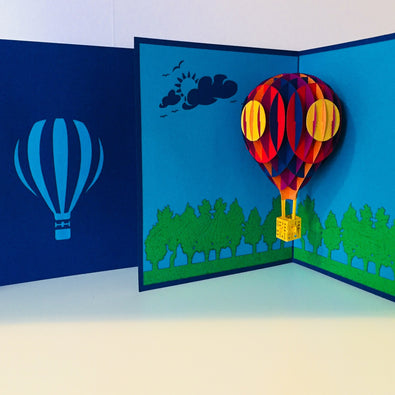 Stunning Hot Air Balloon in Blue Cover Origami Pop Cards 3D Pop Up Greeting Card Thank You Handmade Gift Thinking of You Blank Card for Happy Birthday Occasion Australiana Celebrate the Beauty and Happiness During Special Day Best Wishes Gift