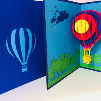 Stunning Hot Air Balloon in Blue Cover Origami Pop Cards 3D Pop Up Greeting Card Thank You Handmade Gift Thinking of You Blank Card for Happy Birthday Occasion Australiana Celebrate the Beauty and Happiness During Special Day Best Wishes Gift