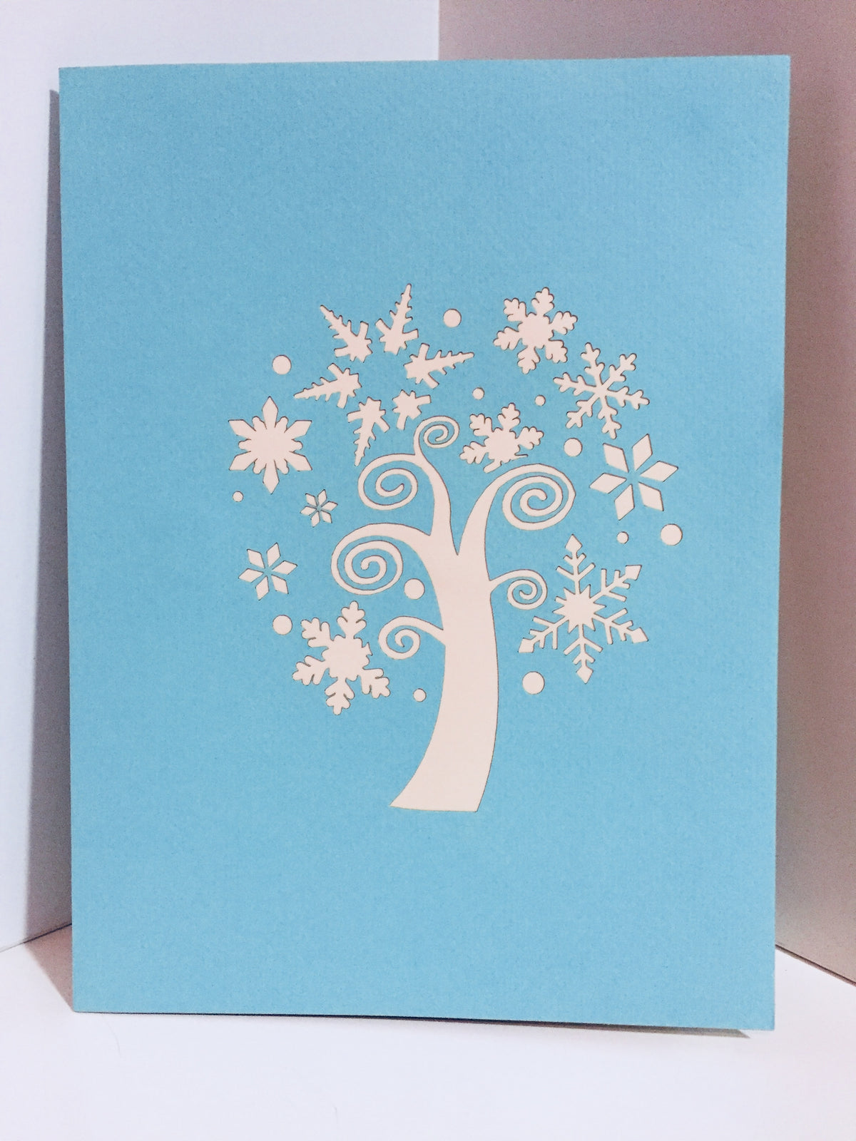 Stunning Snowflake Tree in White & Turquoise Origami Pop Cards 3D Pop Up Greeting Card Merry Christmas Thank You Handmade Best Wishes Blank Card Gift Happy Holidays Celebrate the Special Day