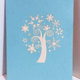 Stunning Snowflake Tree in White & Turquoise Origami Pop Cards 3D Pop Up Greeting Card Merry Christmas Thank You Handmade Best Wishes Blank Card Gift Happy Holidays Celebrate the Special Day