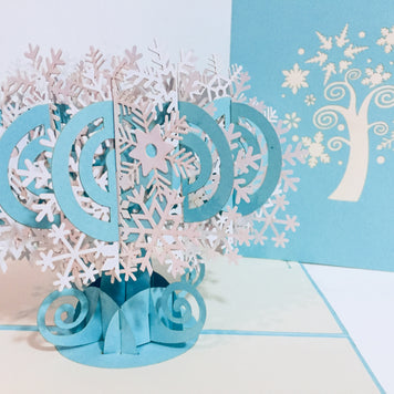 Stunning Snowflake Tree in White & Turquoise Origami Pop Cards 3D Pop Up Greeting Card Merry Christmas Thank You Handmade Best Wishes Blank Card Gift Happy Holidays Celebrate the Special Day