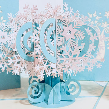 Stunning Snowflake Tree in White & Turquoise Origami Pop Cards 3D Pop Up Greeting Card Merry Christmas Thank You Handmade Best Wishes Blank Card Gift Happy Holidays Celebrate the Special Day