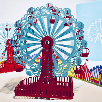Stunning Turquoise Ferris Wheel & Showground Origami Pop Cards 3D Pop Up Greeting Card Happy Birthday Thank You Handmade Gift Thinking of You Blank Card for Any Occasion Happy Mother's Day Happy Father's Celebrate the Beauty of Architecture