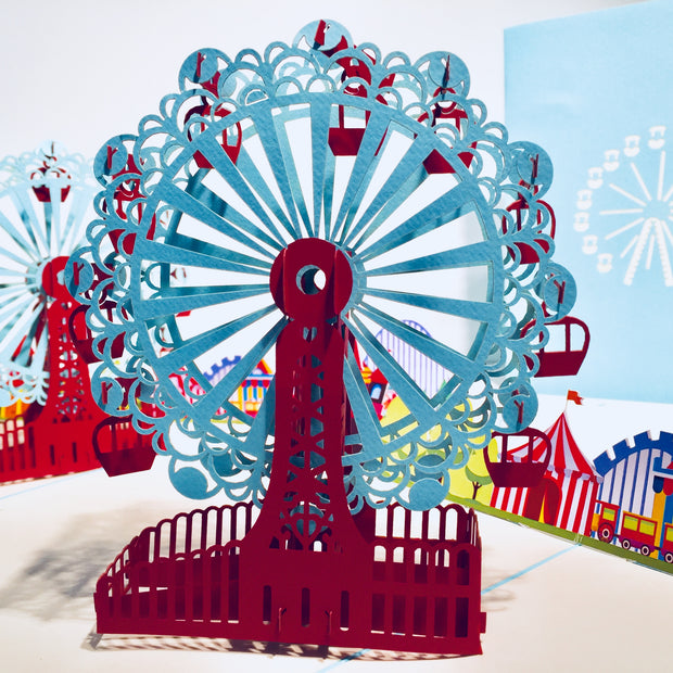 Stunning Turquoise Ferris Wheel & Showground Origami Pop Cards 3D Pop Up Greeting Card Happy Birthday Thank You Handmade Gift Thinking of You Blank Card for Any Occasion Happy Mother's Day Happy Father's Celebrate the Beauty of Architecture
