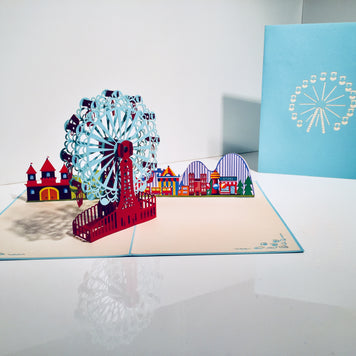 Stunning Turquoise Ferris Wheel & Showground Origami Pop Cards 3D Pop Up Greeting Card Happy Birthday Thank You Handmade Gift Thinking of You Blank Card for Any Occasion Happy Mother's Day Happy Father's Celebrate the Beauty of Architecture