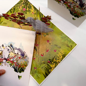 Sulphur-Crested White Cockatoo Having Its Morning Coffee Origami Pop Cards 3D Pop Up Greeting Card Celebrate Happy Birthday Thank You Handmade Best Wishes Gift Thinking of You Blank Card for Any Occasion Happy Mother's Day Happy Father's Day Australiana