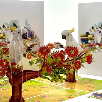 Sulphur-Crested White Cockatoo Having Its Morning Coffee Origami Pop Cards 3D Pop Up Greeting Card Celebrate Happy Birthday Thank You Handmade Best Wishes Gift Thinking of You Blank Card for Any Occasion Happy Mother's Day Happy Father's Day Australiana