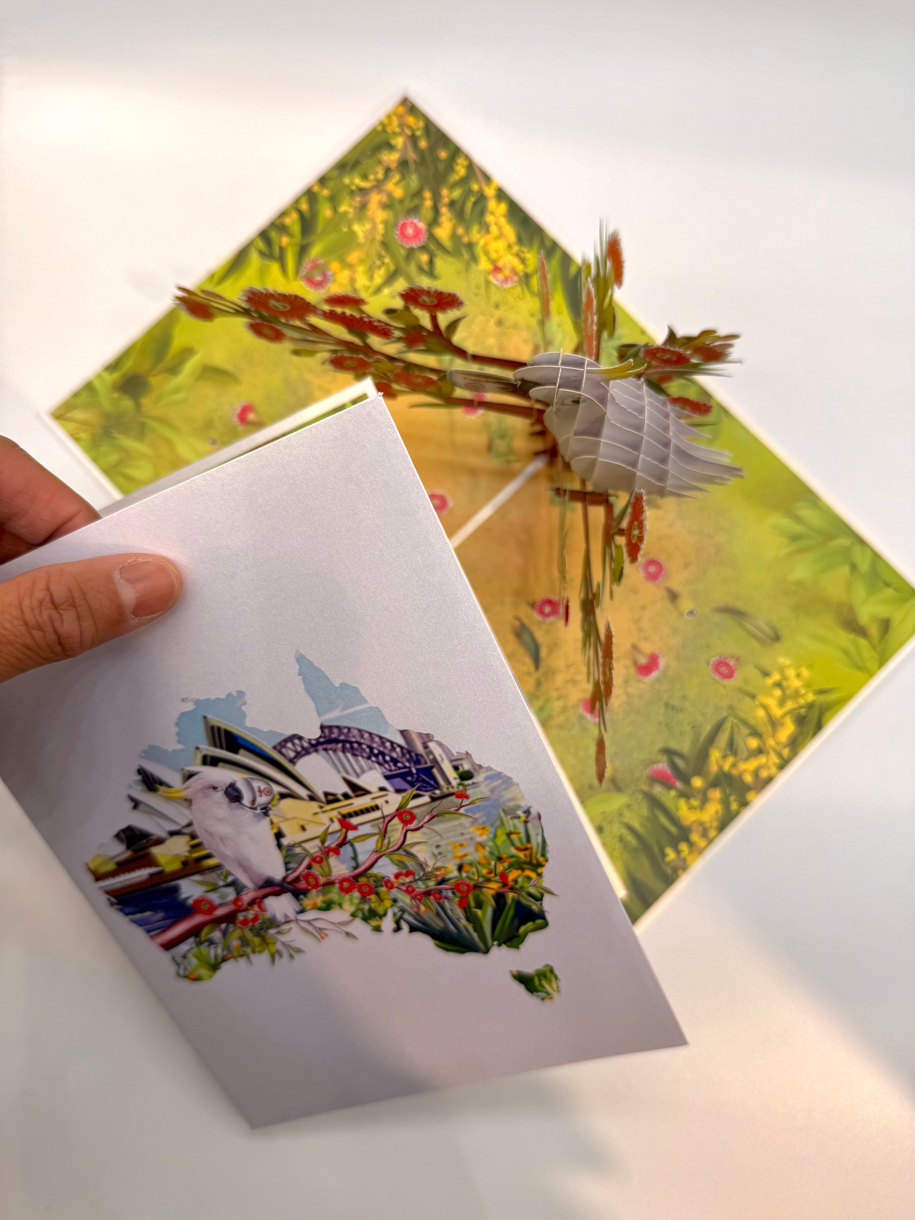Sulphur-Crested White Cockatoo Having Its Morning Coffee Origami Pop Cards 3D Pop Up Greeting Card Celebrate Happy Birthday Thank You Handmade Best Wishes Gift Thinking of You Blank Card for Any Occasion Happy Mother's Day Happy Father's Day Australiana