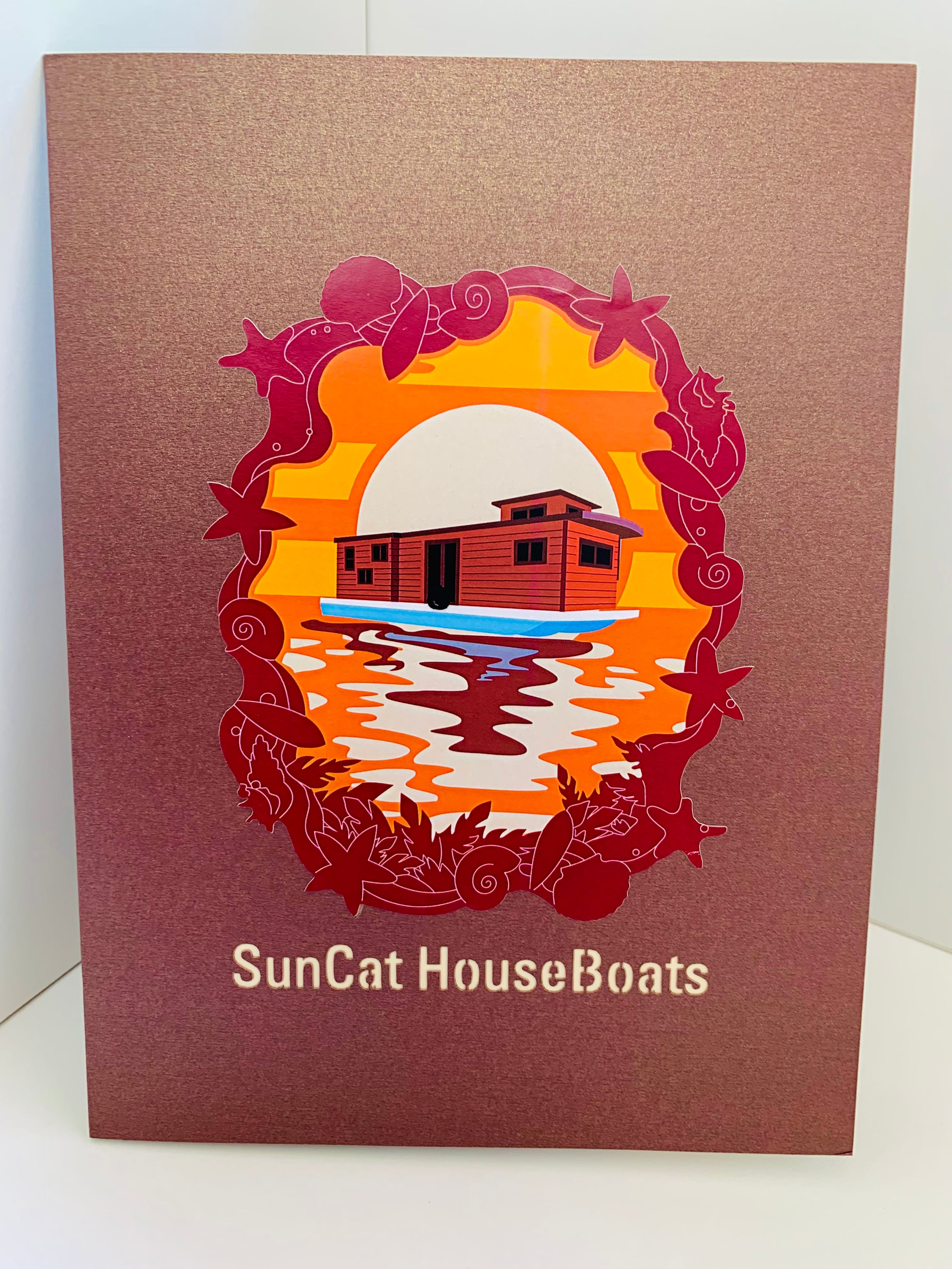 SunCat Houseboats - A Dream Home Origami Pop Cards 3D Pop Up Greeting Card Happy Birthday Thank You Handmade Gift Thinking of You Blank Card for Any Occasion Happy Mother's Day Happy Father's Australiana Celebrate the Beauty
