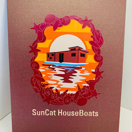 SunCat Houseboats - A Dream Home Origami Pop Cards 3D Pop Up Greeting Card Happy Birthday Thank You Handmade Gift Thinking of You Blank Card for Any Occasion Happy Mother's Day Happy Father's Australiana Celebrate the Beauty