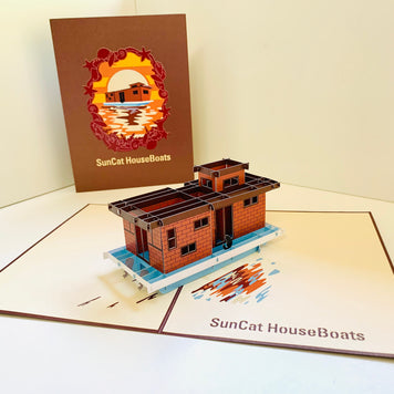 Sun Cat Houseboats - A Dream Home Origami Pop Cards 3D Pop Up Greeting Card Happy Birthday Thank You Handmade Gift Thinking of You Blank Card for Any Occasion Happy Mother's Day Happy Father's Australiana Celebrate the Beauty