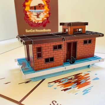 SunCat Houseboats - A Dream Home Origami Pop Cards 3D Pop Up Greeting Card Happy Birthday Thank You Handmade Gift Thinking of You Blank Card for Any Occasion Happy Mother's Day Happy Father's Australiana Celebrate the Beauty