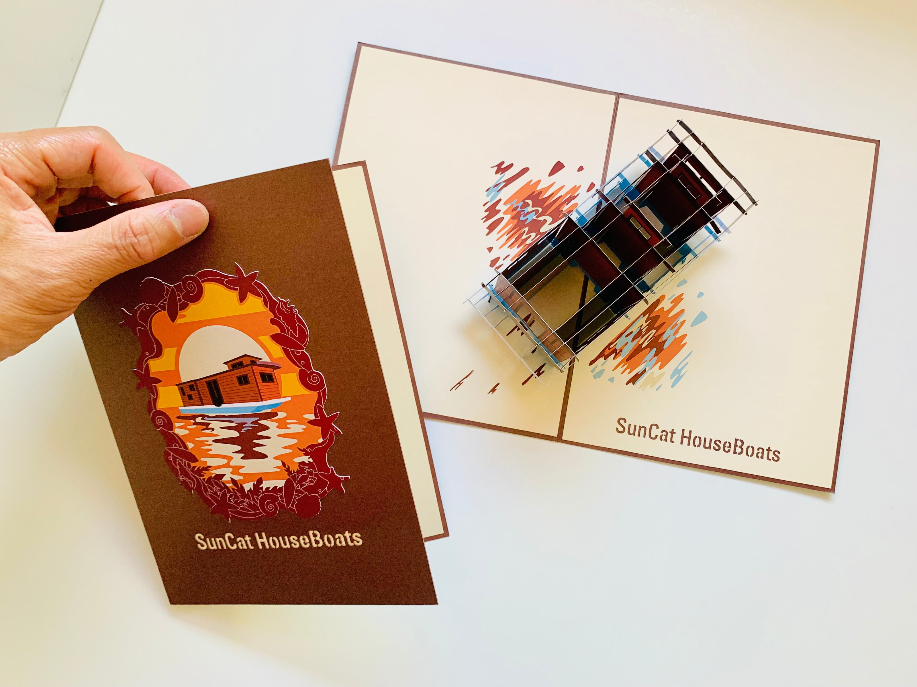 SunCat Houseboats - A Dream Home Origami Pop Cards 3D Pop Up Greeting Card Happy Birthday Thank You Handmade Gift Thinking of You Blank Card for Any Occasion Happy Mother's Day Happy Father's Australiana Celebrate the Beauty