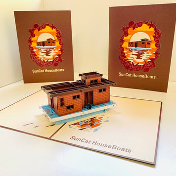 SunCat Houseboats - A Dream Home Origami Pop Cards 3D Pop Up Greeting Card Happy Birthday Thank You Handmade Gift Thinking of You Blank Card for Any Occasion Happy Mother's Day Happy Father's Australiana Celebrate the Beauty