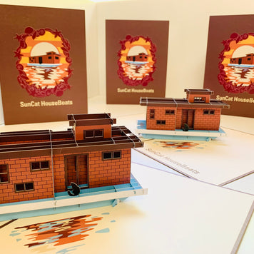 SunCat Houseboats - A Dream Home Origami Pop Cards 3D Pop Up Greeting Card Happy Birthday Thank You Handmade Gift Thinking of You Blank Card for Any Occasion Happy Mother's Day Happy Father's Australiana Celebrate the Beauty