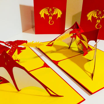 Super Cool Fire Breathing Dragon Origami Pop Cards 3D Pop Up Greeting Card Happy Birthday Thank You Handmade Gift Thinking of You Blank Card for Any Occasion Happy Mother's Day Happy Father's Australiana Celebrate the Beauty of Animals Perfect for Boy