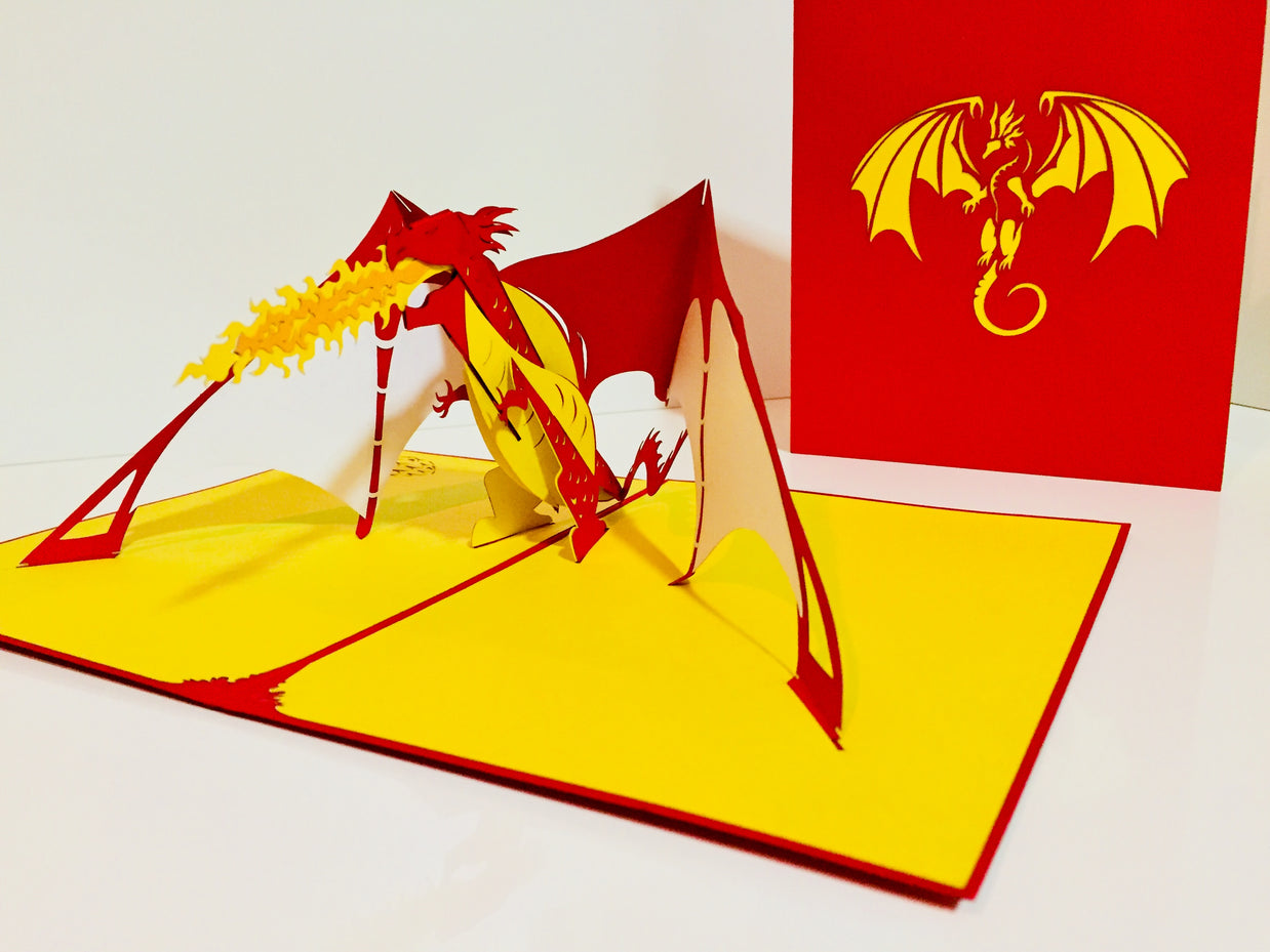 Super Cool Fire Breathing Dragon Origami Pop Cards 3D Pop Up Greeting Card Happy Birthday Thank You Handmade Gift Thinking of You Blank Card for Any Occasion Happy Mother's Day Happy Father's Australiana Celebrate the Beauty of Animals Perfect for Boy