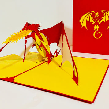 Super Cool Fire Breathing Dragon Origami Pop Cards 3D Pop Up Greeting Card Happy Birthday Thank You Handmade Gift Thinking of You Blank Card for Any Occasion Happy Mother's Day Happy Father's Australiana Celebrate the Beauty of Animals Perfect for Boy