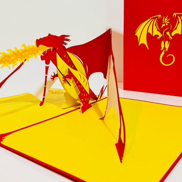 Super Cool Fire Breathing Dragon Origami Pop Cards 3D Pop Up Greeting Card Happy Birthday Thank You Handmade Gift Thinking of You Blank Card for Any Occasion Happy Mother's Day Happy Father's Australiana Celebrate the Beauty of Animals Perfect for Boy