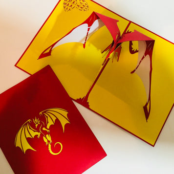 Super Cool Fire Breathing Dragon Origami Pop Cards 3D Pop Up Greeting Card Happy Birthday Thank You Handmade Gift Thinking of You Blank Card for Any Occasion Happy Mother's Day Happy Father's Australiana Celebrate the Beauty of Animals Perfect for Boy