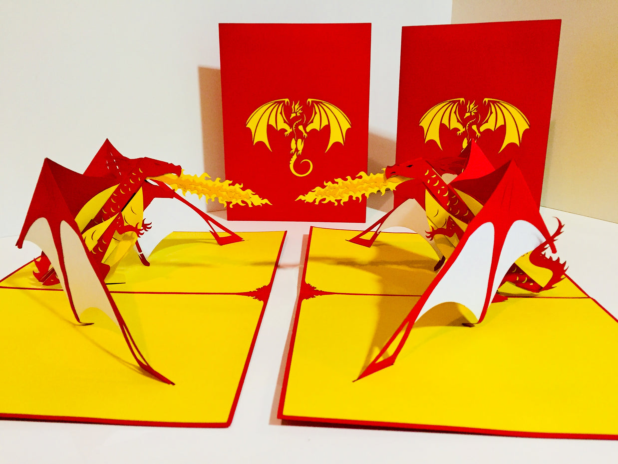 Super Cool Fire Breathing Dragon Origami Pop Cards 3D Pop Up Greeting Card Happy Birthday Thank You Handmade Gift Thinking of You Blank Card for Any Occasion Happy Mother's Day Happy Father's Australiana Celebrate the Beauty of Animals Perfect for Boy