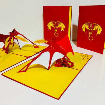 Super Cool Fire Breathing Dragon Origami Pop Cards 3D Pop Up Greeting Card Happy Birthday Thank You Handmade Gift Thinking of You Blank Card for Any Occasion Happy Mother's Day Happy Father's Australiana Celebrate the Beauty of Animals Perfect for Boy