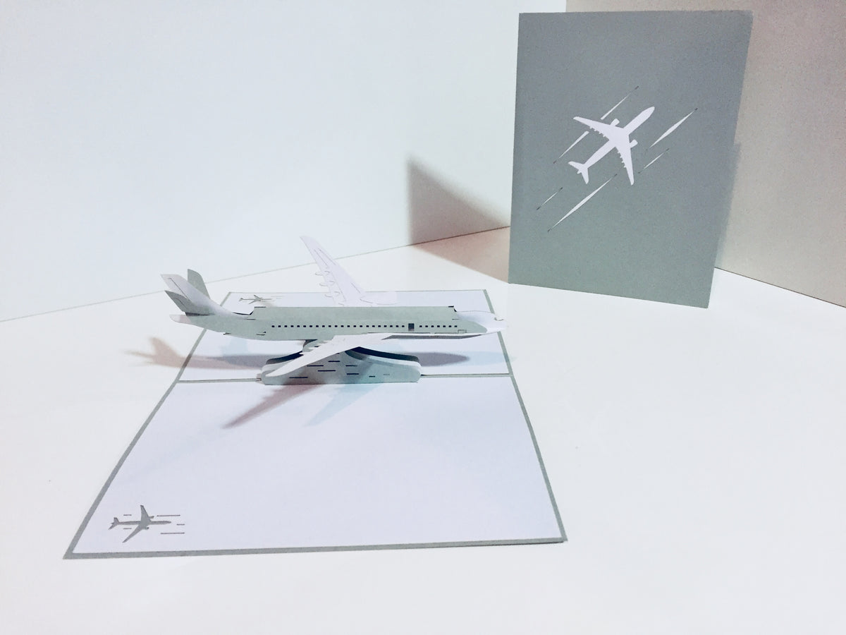 Super Cool Silver Grey Airplane Card Origami Pop Cards 3D Pop Up Greeting Card Thank You Handmade Gift Thinking of You Blank Card for Happy Birthday Occasion Australiana Celebrate the Beauty and Happiness During Special Day Best Wishes Gift