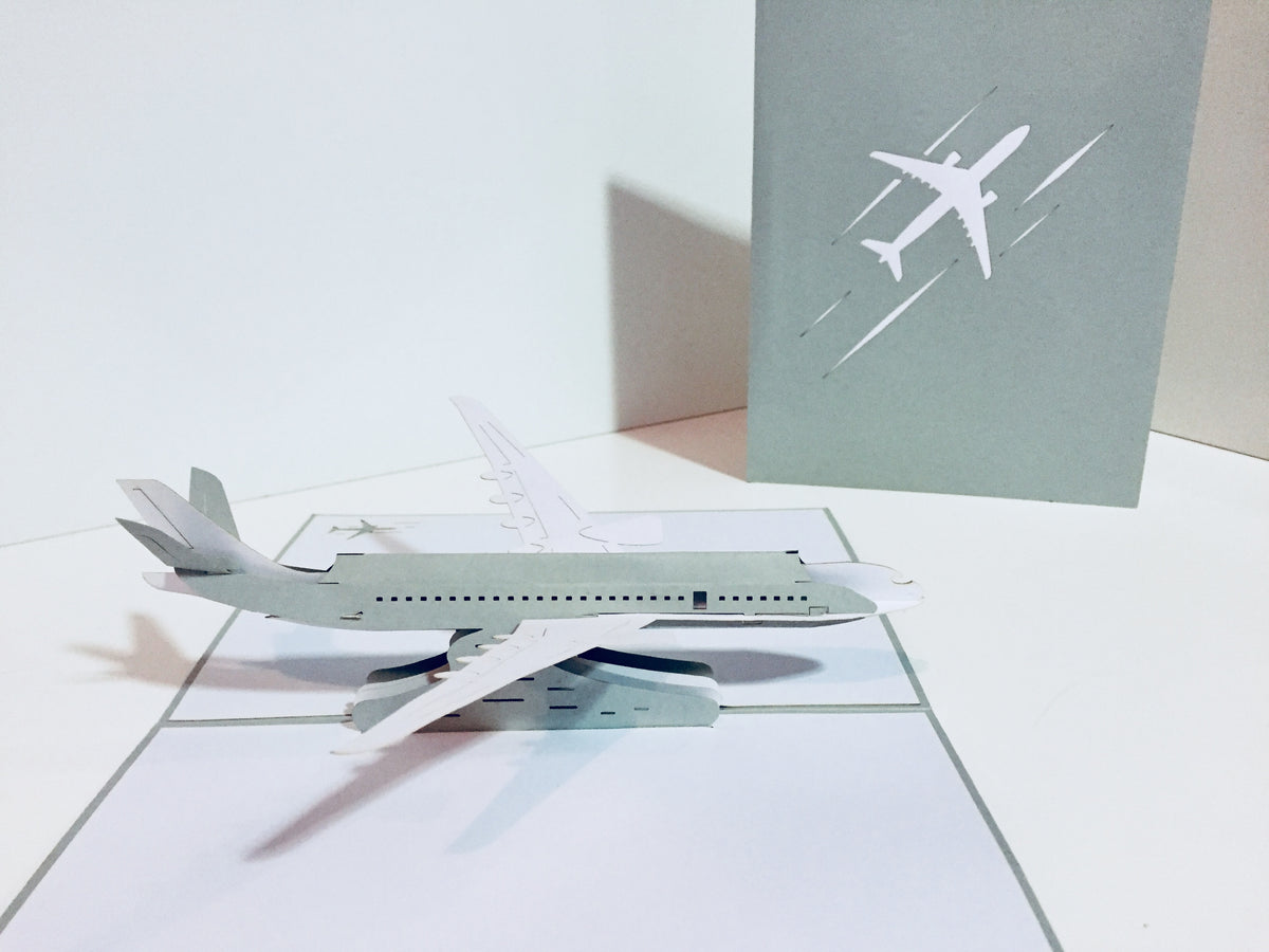 Super Cool Silver Grey Airplane Card Origami Pop Cards 3D Pop Up Greeting Card Thank You Handmade Gift Thinking of You Blank Card for Happy Birthday Occasion Australiana Celebrate the Beauty and Happiness During Special Day Best Wishes Gift