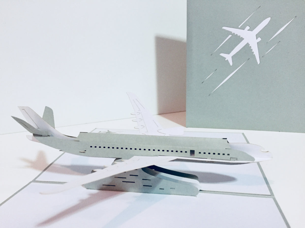 Super Cool Silver Grey Airplane Card Origami Pop Cards 3D Pop Up Greeting Card Thank You Handmade Gift Thinking of You Blank Card for Happy Birthday Occasion Australiana Celebrate the Beauty and Happiness During Special Day Best Wishes Gift