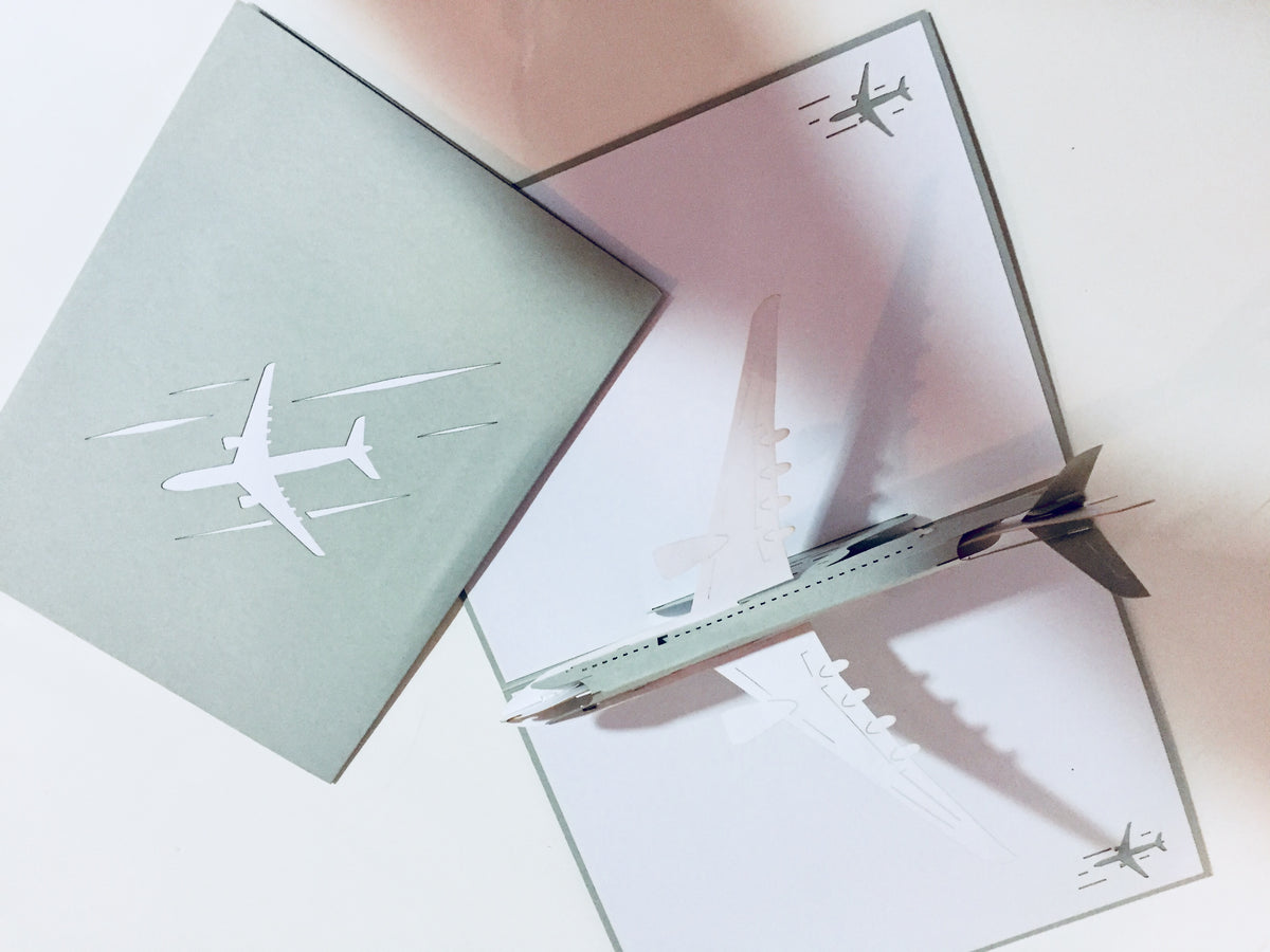 Super Cool Silver Grey Airplane Card Origami Pop Cards 3D Pop Up Greeting Card Thank You Handmade Gift Thinking of You Blank Card for Happy Birthday Occasion Australiana Celebrate the Beauty and Happiness During Special Day Best Wishes Gift