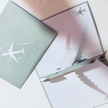 Super Cool Silver Grey Airplane Card Origami Pop Cards 3D Pop Up Greeting Card Thank You Handmade Gift Thinking of You Blank Card for Happy Birthday Occasion Australiana Celebrate the Beauty and Happiness During Special Day Best Wishes Gift