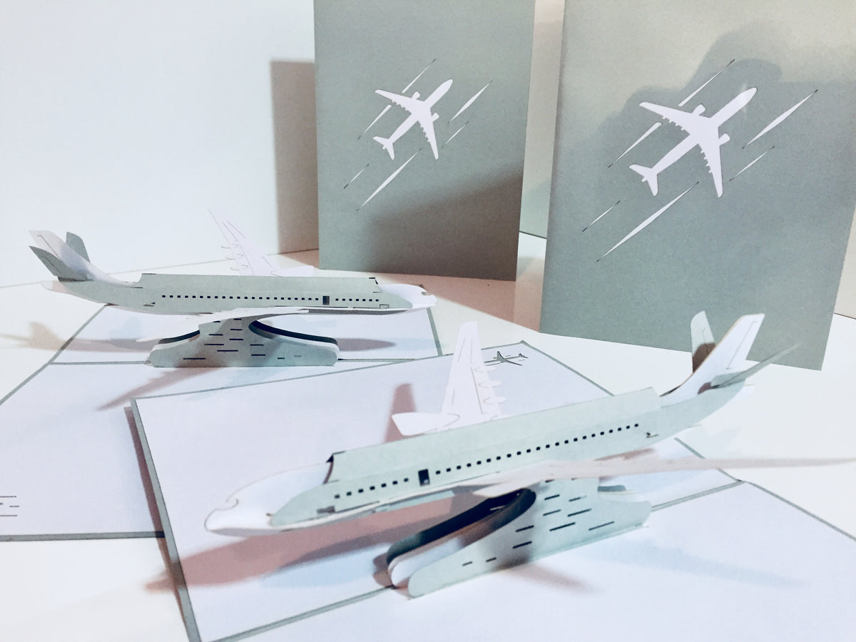 Super Cool Silver Grey Airplane Card Origami Pop Cards 3D Pop Up Greeting Card Thank You Handmade Gift Thinking of You Blank Card for Happy Birthday Occasion Australiana Celebrate the Beauty and Happiness During Special Day Best Wishes Gift