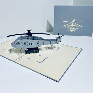 Super Cool Silver Helicopter - Perfect for Happy Father's Day Origami Pop Cards 3D Pop Up Greeting Card Celebrate Happy Birthday Thank You Handmade Best Wishes Gift Thinking of You Blank Card for Any Occasion Happy Mother's Day Australiana