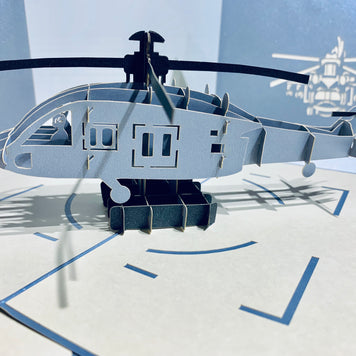 Super Cool Silver Helicopter - Perfect for Happy Father's Day Origami Pop Cards 3D Pop Up Greeting Card Celebrate Happy Birthday Thank You Handmade Best Wishes Gift Thinking of You Blank Card for Any Occasion Happy Mother's Day Australiana