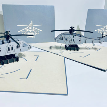 Super Cool Silver Helicopter - Perfect for Happy Father's Day Origami Pop Cards 3D Pop Up Greeting Card Celebrate Happy Birthday Thank You Handmade Best Wishes Gift Thinking of You Blank Card for Any Occasion Happy Mother's Day Australiana