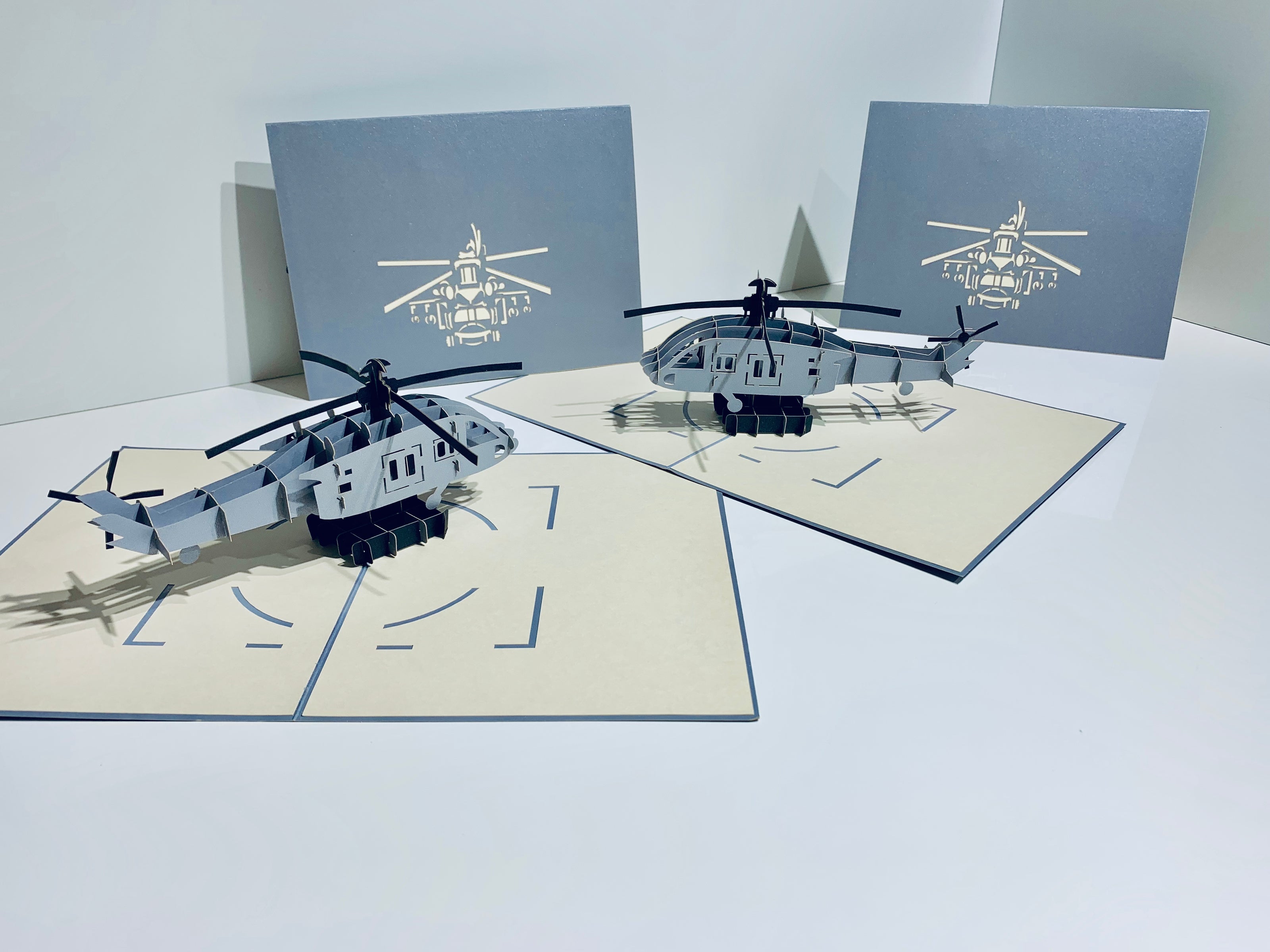 Super Cool Silver Helicopter - Perfect for Happy Father's Day Origami Pop Cards 3D Pop Up Greeting Card Celebrate Happy Birthday Thank You Handmade Best Wishes Gift Thinking of You Blank Card for Any Occasion Happy Mother's Day Australiana
