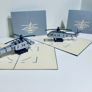 Super Cool Silver Helicopter - Perfect for Happy Father's Day Origami Pop Cards 3D Pop Up Greeting Card Celebrate Happy Birthday Thank You Handmade Best Wishes Gift Thinking of You Blank Card for Any Occasion Happy Mother's Day Australiana