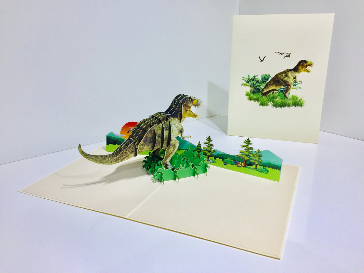 Super Cool T-Rex Dinosaur Tyrannosaurus Rex Origami Pop Cards 3D Pop Up Greeting Card Happy Birthday Thank You Handmade Gift Thinking of You Blank Card for Any Occasion Happy Mother's Day Happy Father's Australiana Celebrate Wild Animals Perfect for Boy