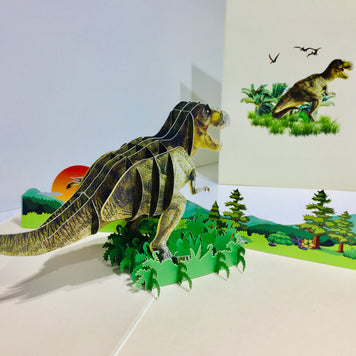 Super Cool T-Rex Dinosaur Tyrannosaurus Rex Origami Pop Cards 3D Pop Up Greeting Card Happy Birthday Thank You Handmade Gift Thinking of You Blank Card for Any Occasion Happy Mother's Day Happy Father's Australiana Celebrate Wild Animals Perfect for Boy