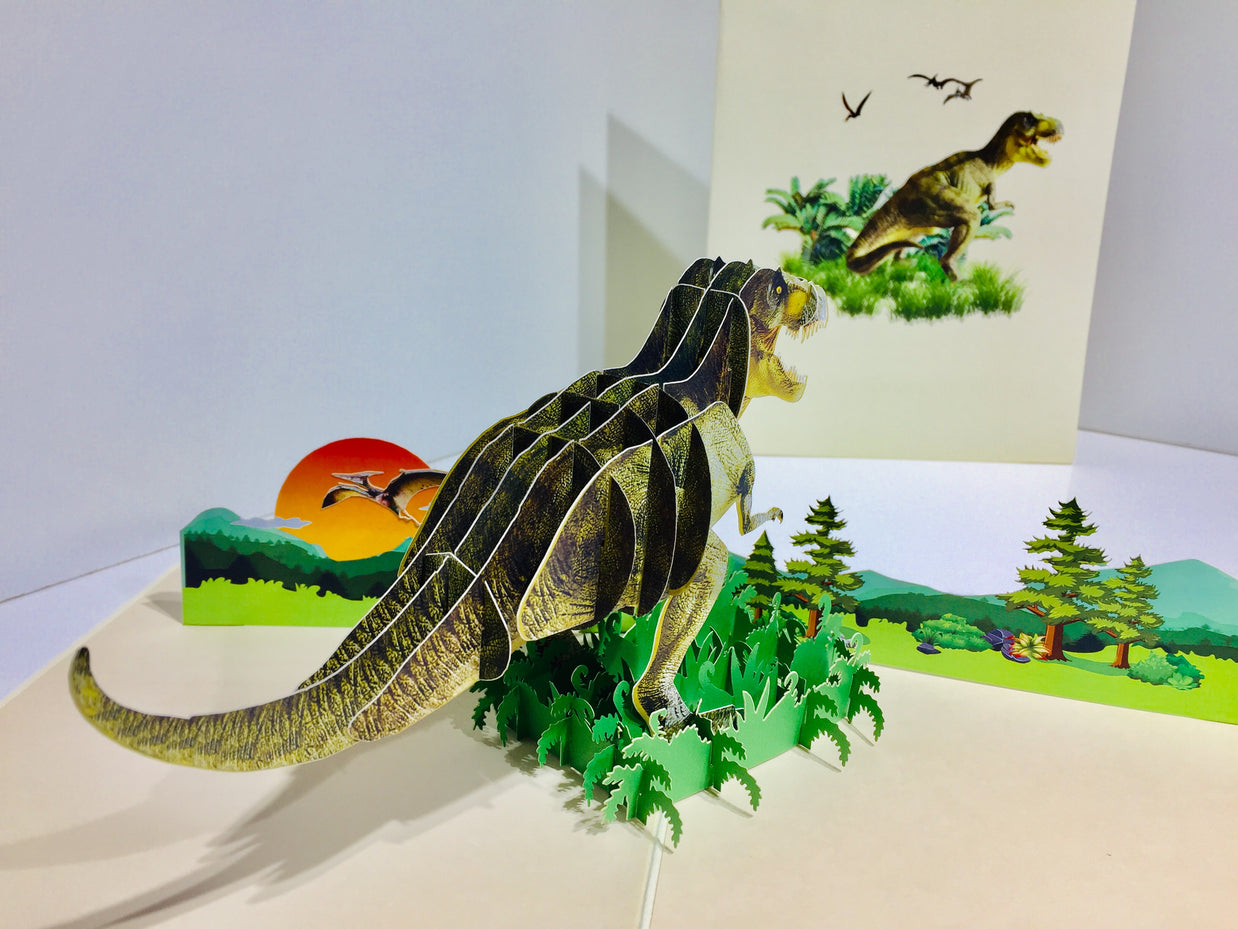 Super Cool T-Rex Dinosaur Tyrannosaurus Rex Origami Pop Cards 3D Pop Up Greeting Card Happy Birthday Thank You Handmade Gift Thinking of You Blank Card for Any Occasion Happy Mother's Day Happy Father's Australiana Celebrate Wild Animals Perfect for Boy