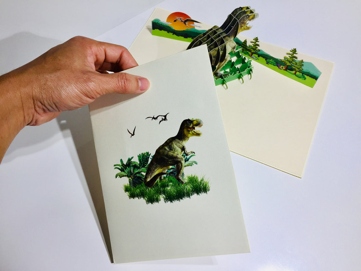 Super Cool T-Rex Dinosaur Tyrannosaurus Rex Origami Pop Cards 3D Pop Up Greeting Card Happy Birthday Thank You Handmade Gift Thinking of You Blank Card for Any Occasion Happy Mother's Day Happy Father's Australiana Celebrate Wild Animals Perfect for Boy