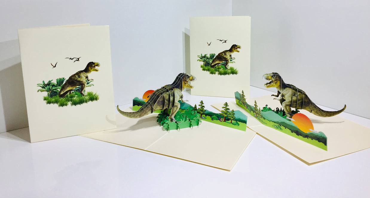 Super Cool T-Rex Dinosaur Tyrannosaurus Rex Origami Pop Cards 3D Pop Up Greeting Card Happy Birthday Thank You Handmade Gift Thinking of You Blank Card for Any Occasion Happy Mother's Day Happy Father's Australiana Celebrate Wild Animals Perfect for Boy