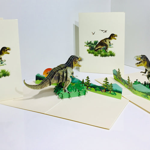 Super Cool T-Rex Dinosaur Tyrannosaurus Rex Origami Pop Cards 3D Pop Up Greeting Card Happy Birthday Thank You Handmade Gift Thinking of You Blank Card for Any Occasion Happy Mother's Day Happy Father's Australiana Celebrate Wild Animals Perfect for Boy