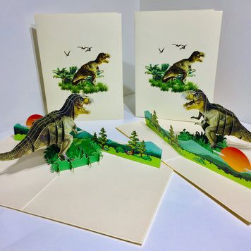 Super Cool T-Rex Dinosaur Tyrannosaurus Rex Origami Pop Cards 3D Pop Up Greeting Card Happy Birthday Thank You Handmade Gift Thinking of You Blank Card for Any Occasion Happy Mother's Day Happy Father's Australiana Celebrate Wild Animals Perfect for Boy