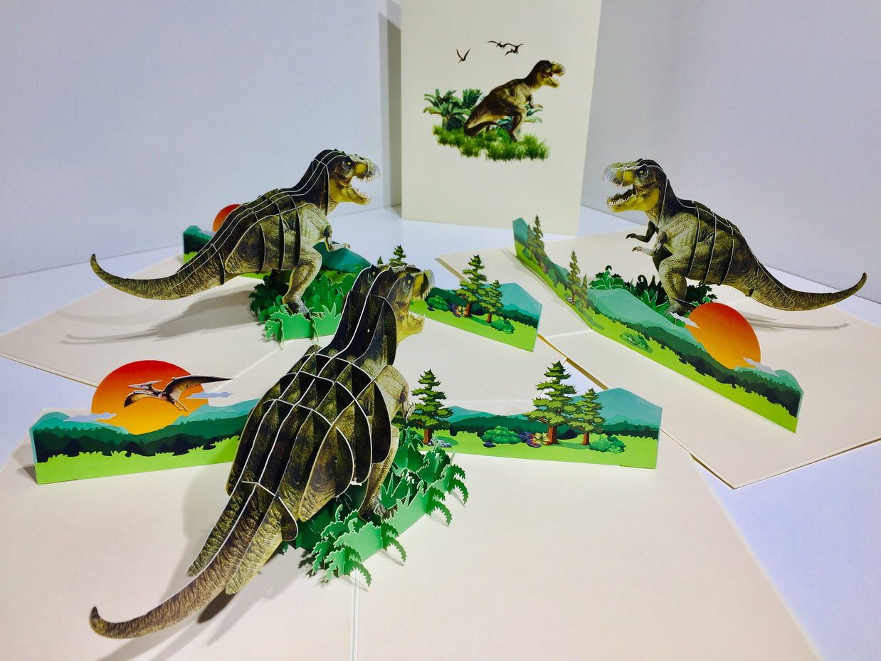 Super Cool T-Rex Dinosaur Tyrannosaurus Rex Origami Pop Cards 3D Pop Up Greeting Card Happy Birthday Thank You Handmade Gift Thinking of You Blank Card for Any Occasion Happy Mother's Day Happy Father's Australiana Celebrate Wild Animals Perfect for Boy