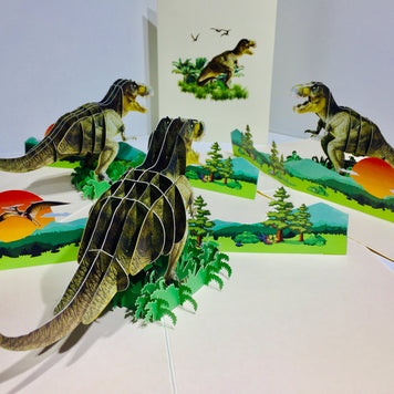 Super Cool T-Rex Dinosaur Tyrannosaurus Rex Origami Pop Cards 3D Pop Up Greeting Card Happy Birthday Thank You Handmade Gift Thinking of You Blank Card for Any Occasion Happy Mother's Day Happy Father's Australiana Celebrate Wild Animals Perfect for Boy
